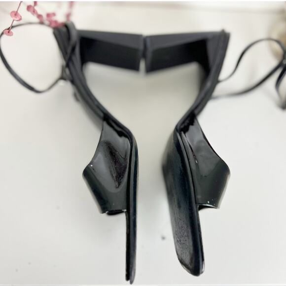 Enzo Angiolini Calathea Patent Leather Ankle Strap Block Heel Sandals Black 8 M - Picture 8 of 14